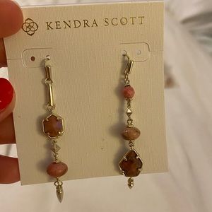 Kendra Scott pink and gold dangle earrings